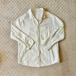 Zara Kids Green & White Striped Button Up